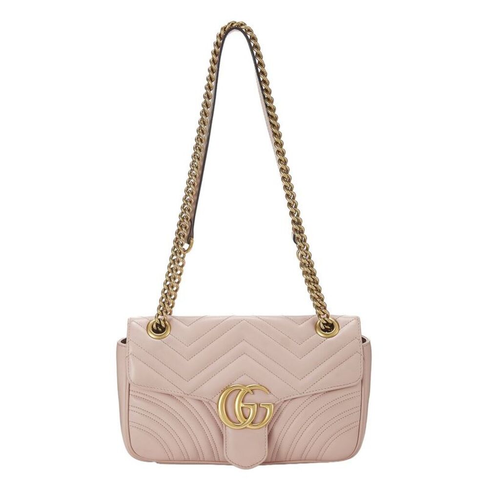Gucci Pink Leather Gg Marmont Matelasse Shoulder Small (Authentic Pre-Loved)